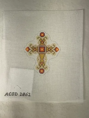 * A Collection of Designs 2862 Gold Cross Red Jewels