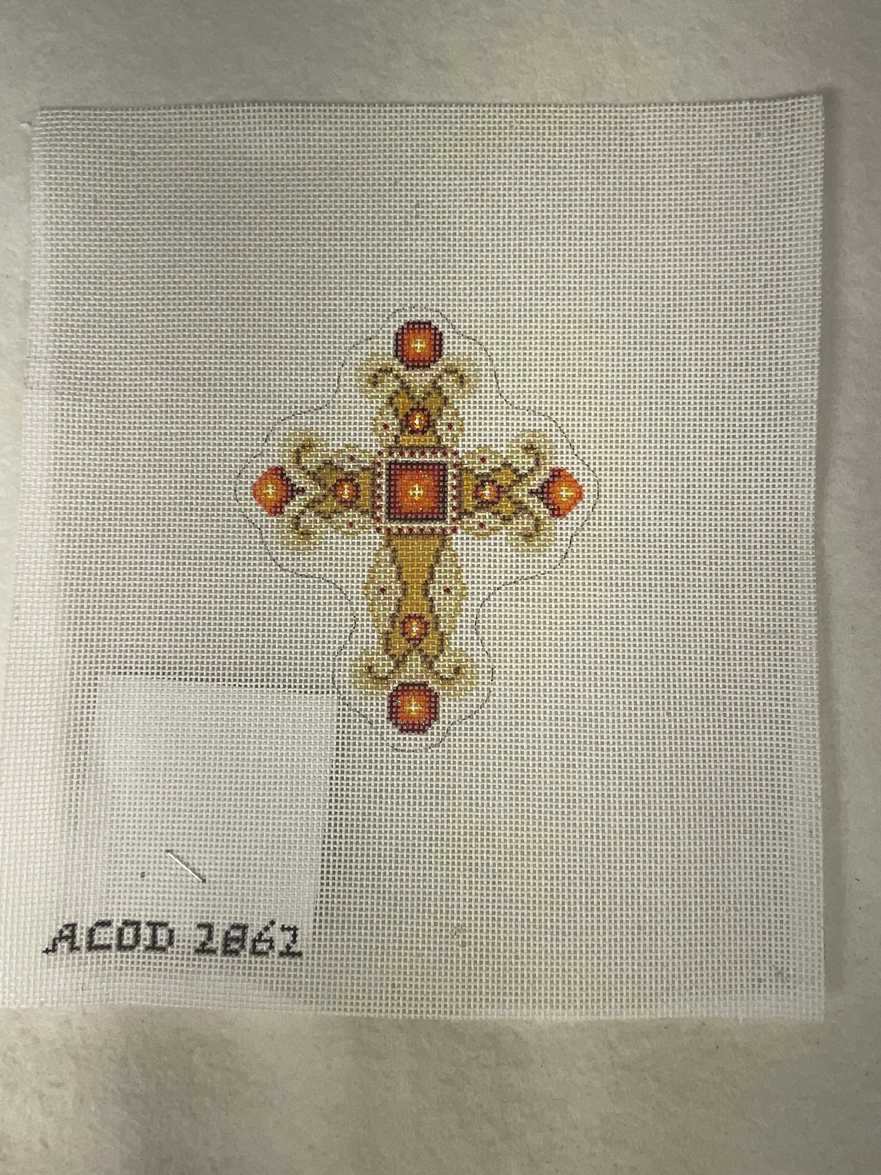 * A Collection of Designs 2862 Gold Cross Red Jewels