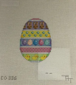 * Associated Talents EG336 Bunnies/ Eggs/ Chicks Horizontal Striped Egg