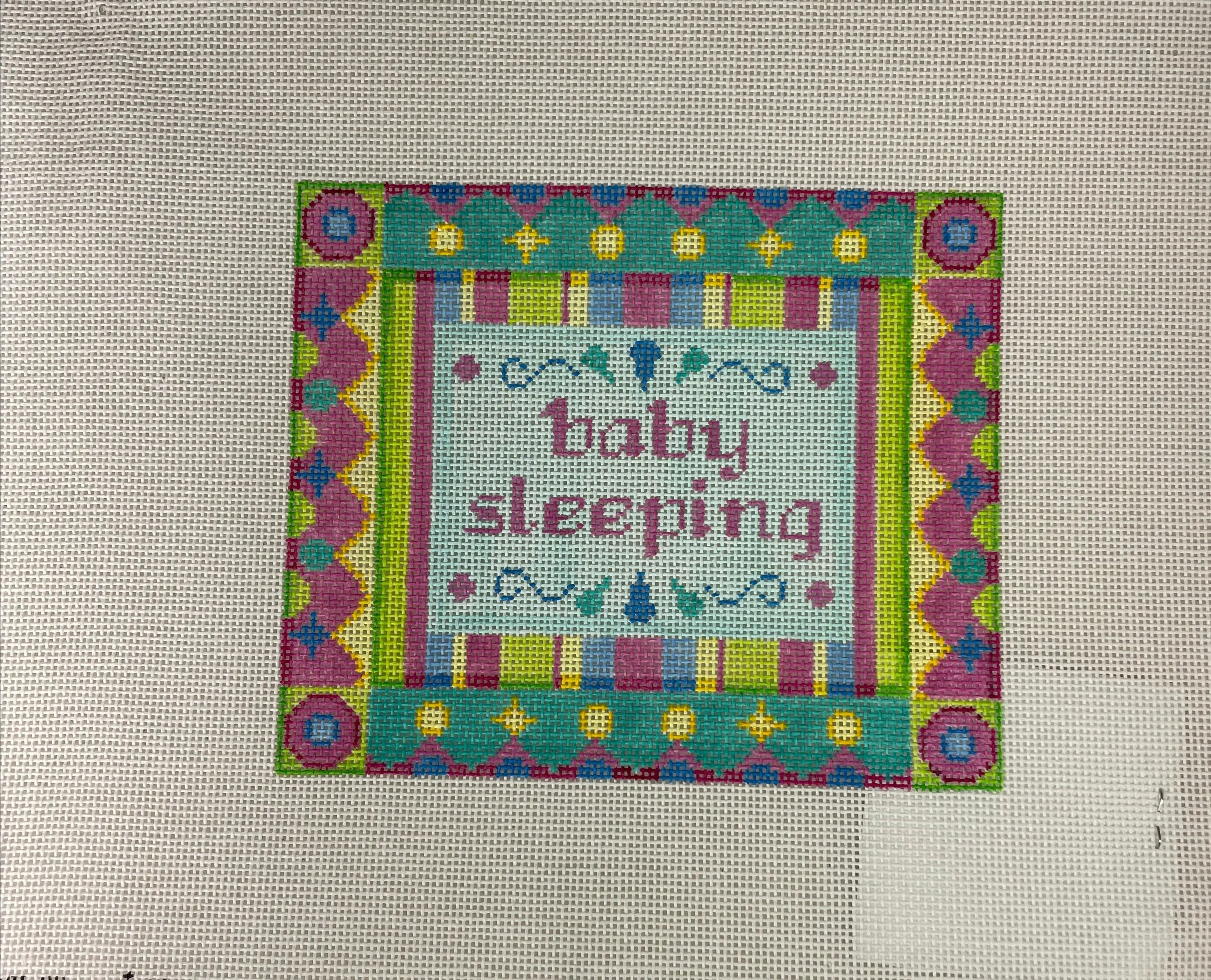 * Burnett & Bradley BB6042 Baby Sleeping Sign- Pink & Green