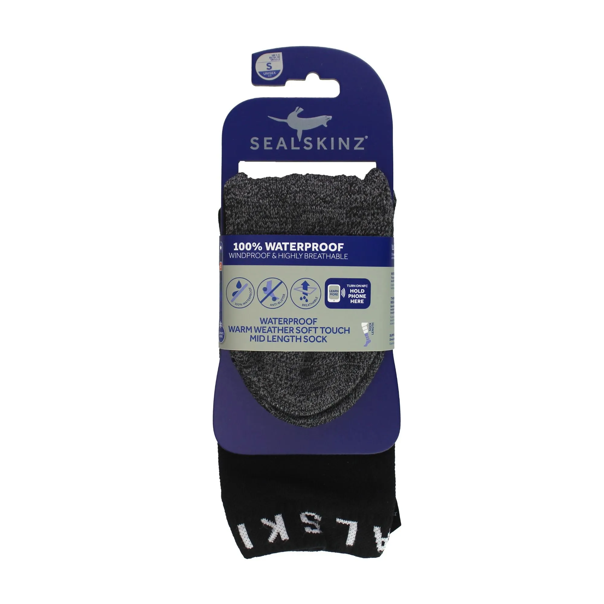 1 Pack Mens Waterproof Warm Weather Soft Touch Mid Socks
