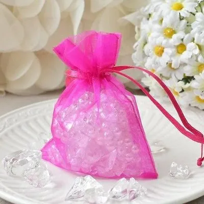 10 Hot Pink Organza Favor Pouches 3"x4" Wedding Baby Shower Party Gift Bags