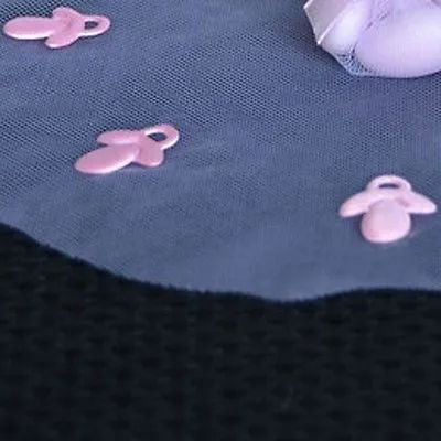 10 Pink Round Tulle Gift Wrap with Pacifier 9" Favor Bag Baby Shower