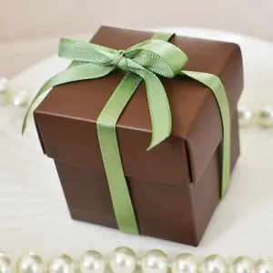 10 Square Chocolate Brown Favor Gift Box Wedding Baby Shower