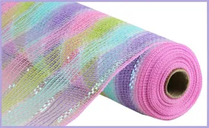10" Faux Jute/Shiny Stripe Mesh: Pink, Blue, Green, Lavender (10 Yards) RY8032AY