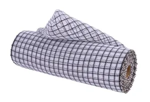 10" Fine Weave Faux Jute Check: White, Black (10 Yards) RY5003F6