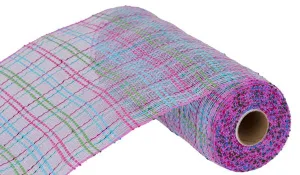 10" Vertical Foil Plaid Mesh: Lavender, Hot Pink, Turquoise, Lime (10 Yards) RE1368XH