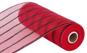 10" Vertical Wide Stripe Mesh: Red, Black (10 yards) RE8903W8