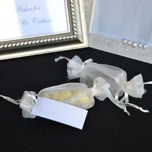 12 Ivory Candy Roll Organza Bags with Gift Tags Wedding Baby Shower Party Favors