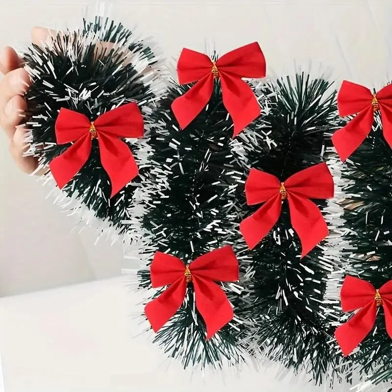 12pcs Pack, Red Small Velvet Christmas Bows for Christmas Tree, Wreath, Gift Wrapping, Crafts, Wedding, Party, Twist Tie Bows for Treat Bag Bakery Candy Bags, Home Decor