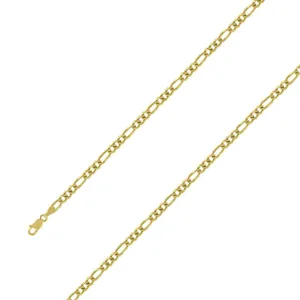 14k Yellow Gold Plated 4mm Silver Figaro Chain Size- 9"