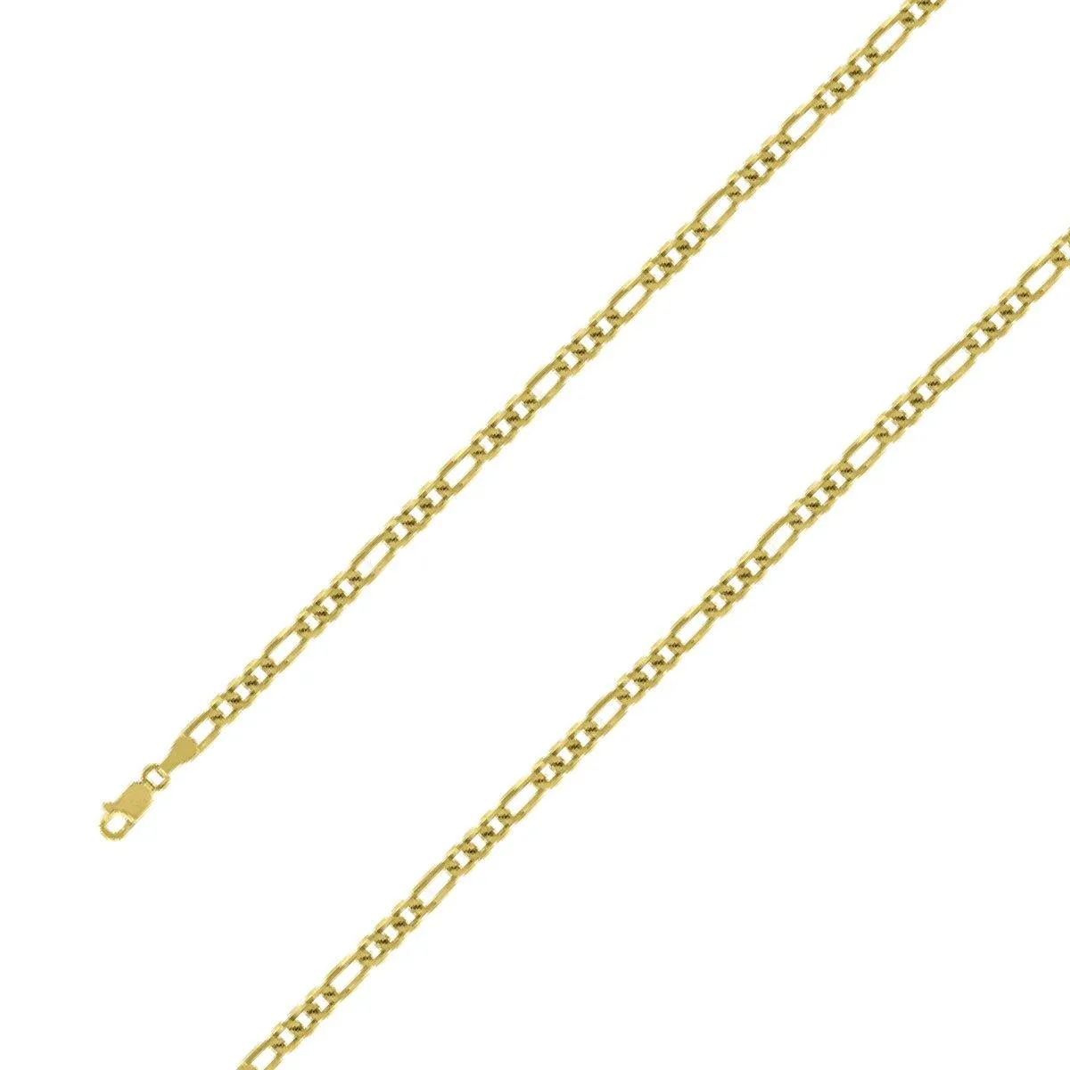 14k Yellow Gold Plated 4mm Silver Figaro Chain Size- 9"