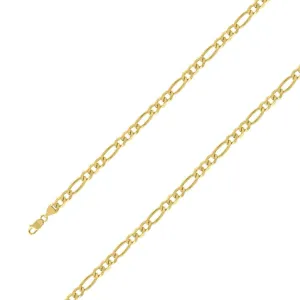 14k Yellow Gold Plated 9.5mm Silver Figaro Chain Size- 9"