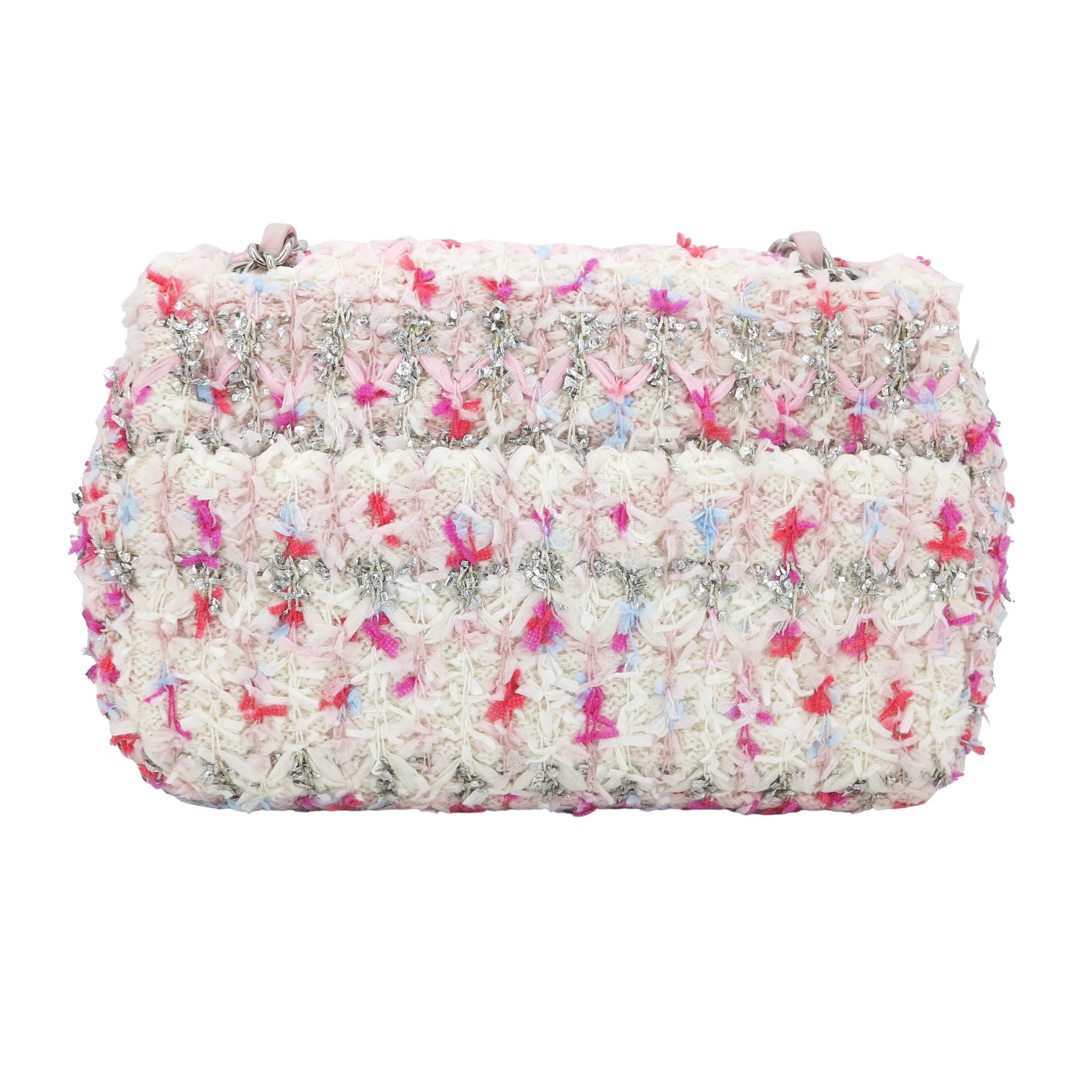 18S Pink Glitter Tweed Mini Flap Bag