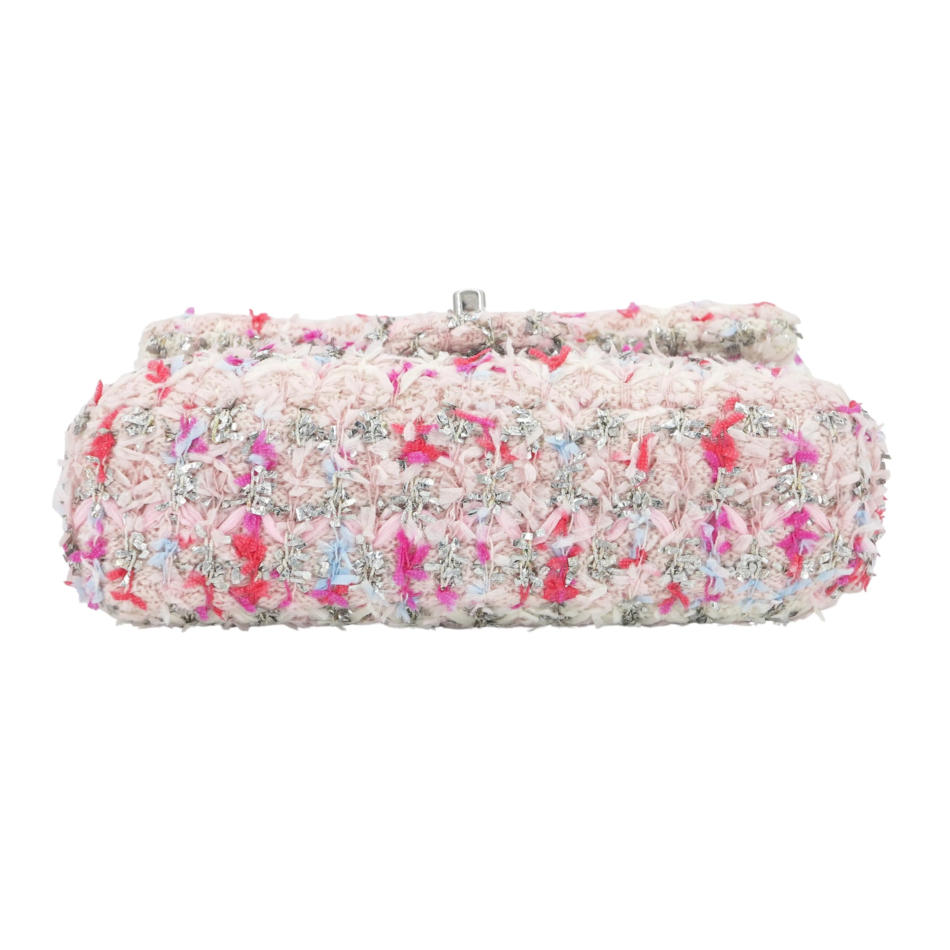 18S Pink Glitter Tweed Mini Flap Bag