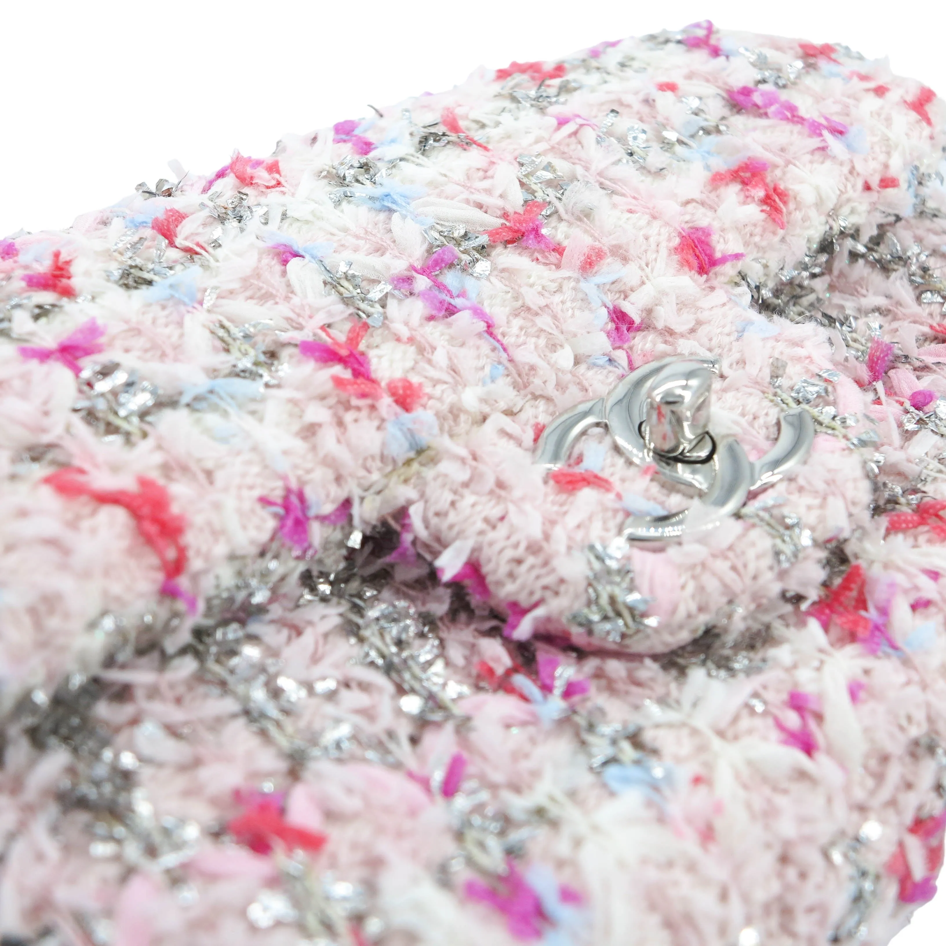 18S Pink Glitter Tweed Mini Flap Bag