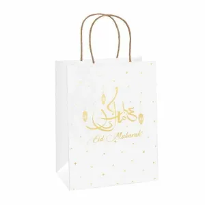 1pc White Eid Mubarak Paper Gift Bags