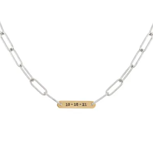 5.2mm Silver & Gold Date Flat Bar Chain