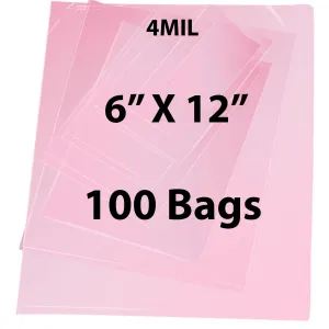 6X12 inches Pink Anti Static Bags 4 Mil Flat