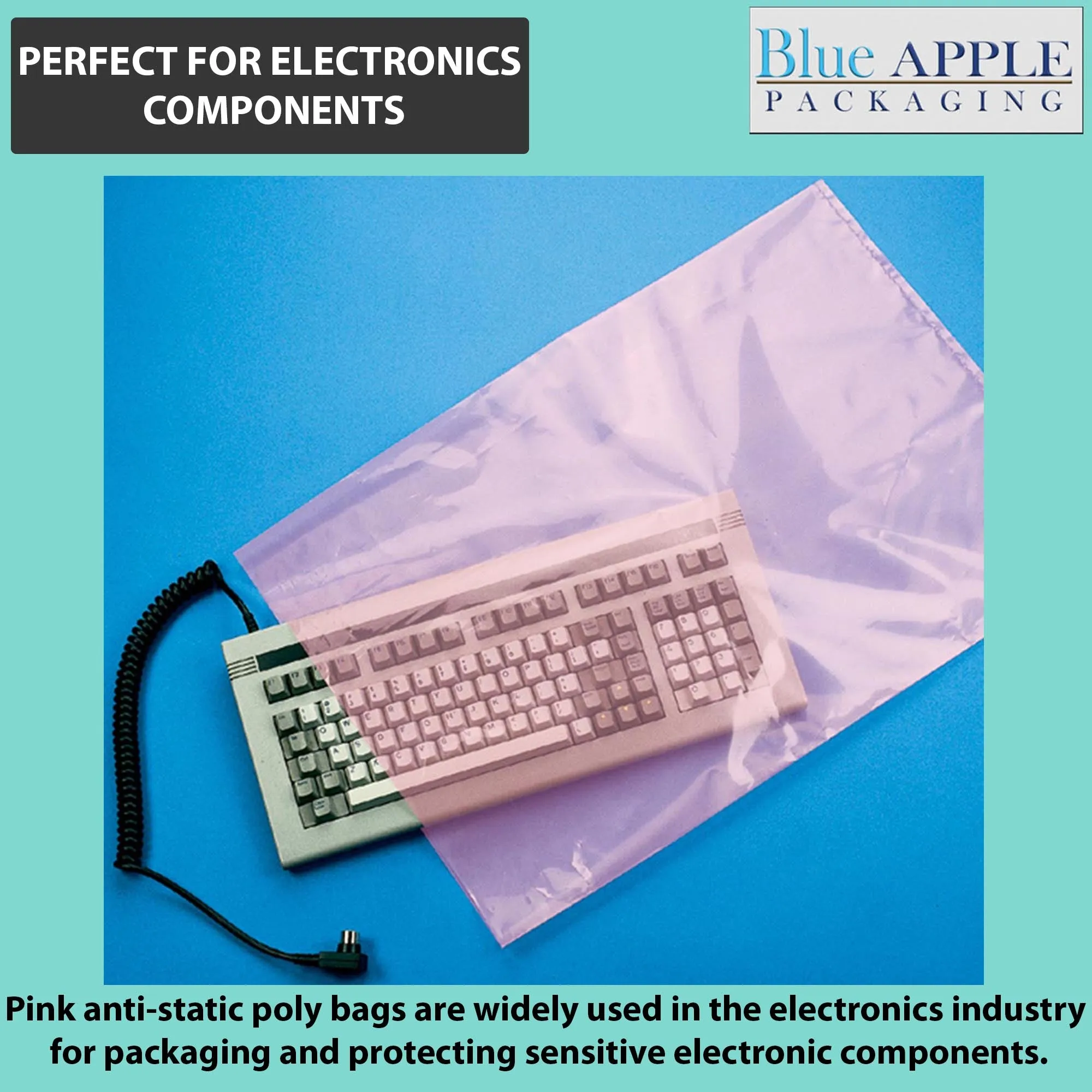 6X12 inches Pink Anti Static Bags 4 Mil Flat