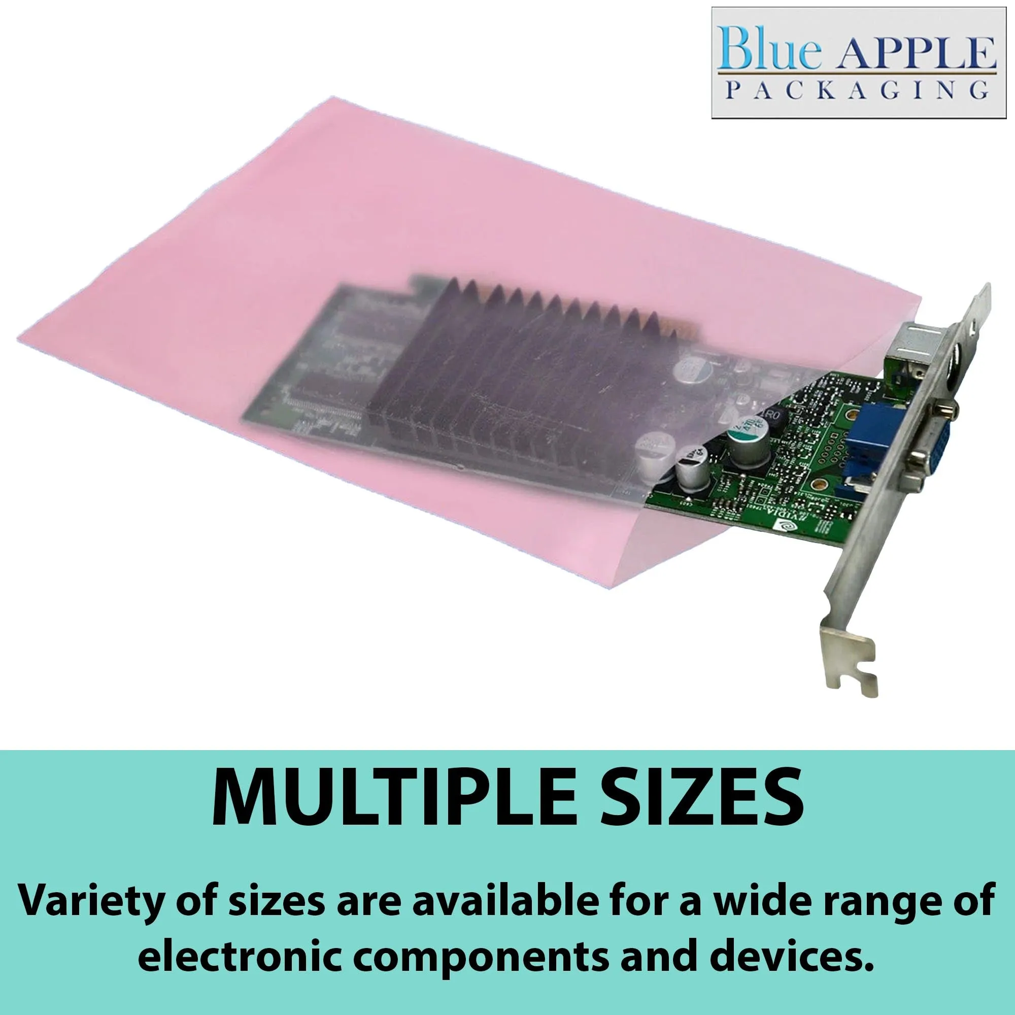 6X12 inches Pink Anti Static Bags 4 Mil Flat