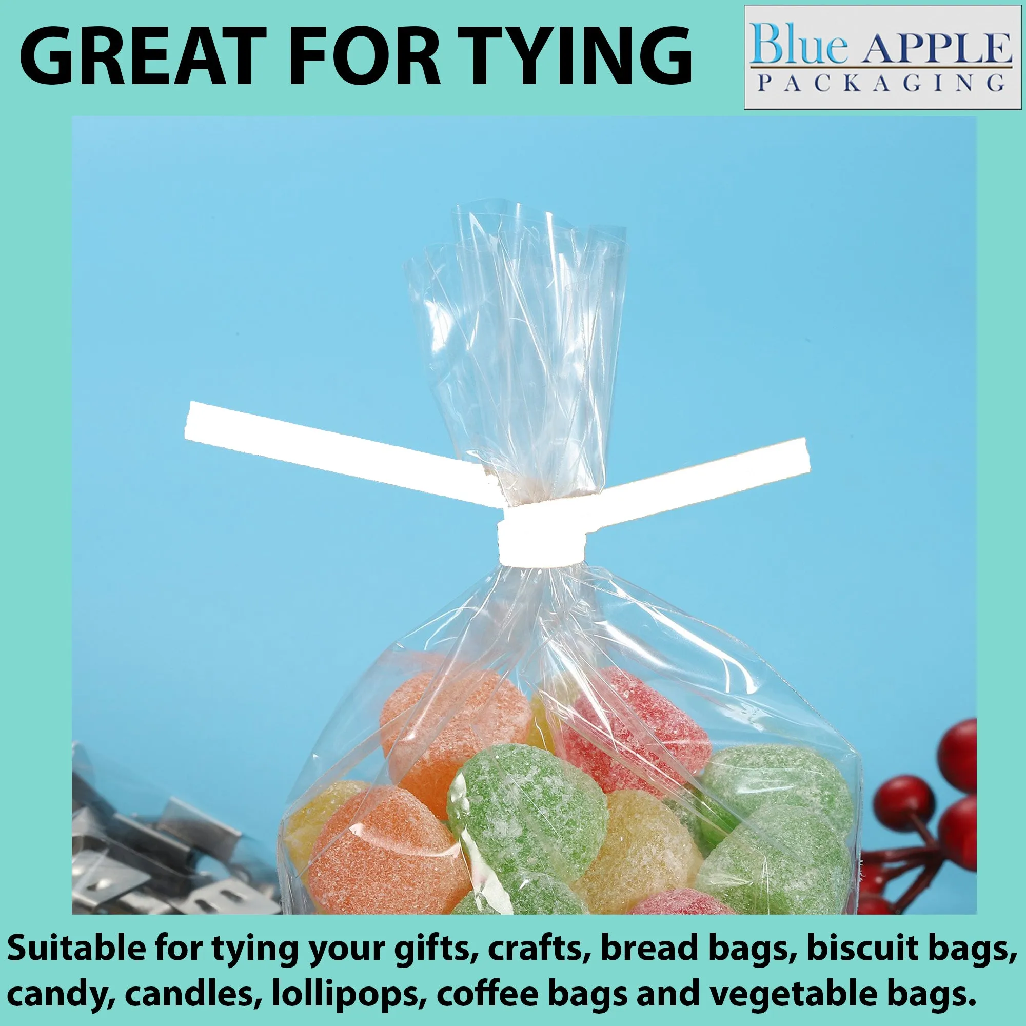 7 Inch Pre-cut Red Paper Twist Ties for Bags