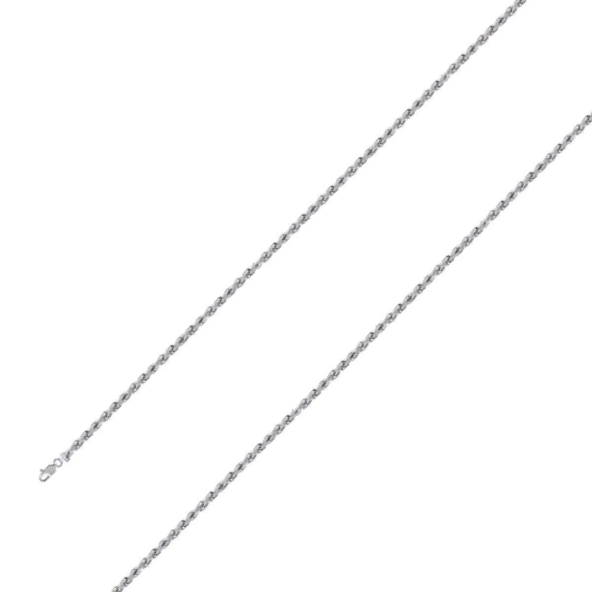 925 Sterling 2.5mm Silver Rhodium Plated Rope Chain Size- 8"