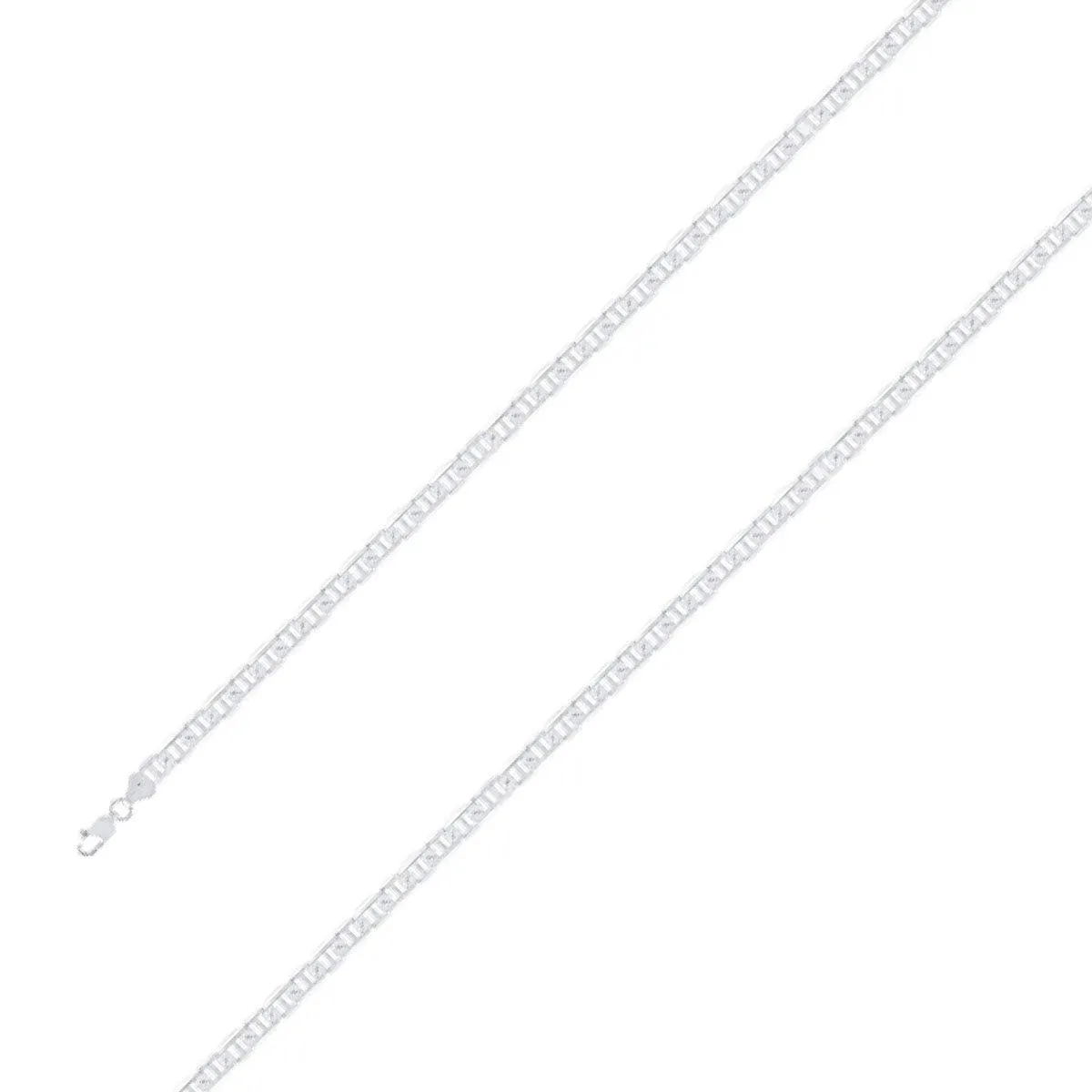 925 Sterling 4mm Silver Diamond Cut Mariner Chain Size- 8"