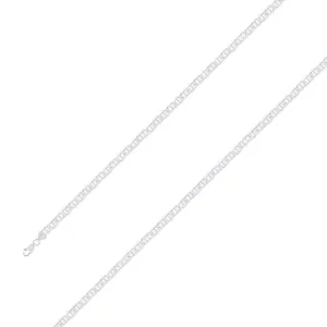 925 Sterling 4mm Silver Diamond Cut Mariner Chain Size- 8"