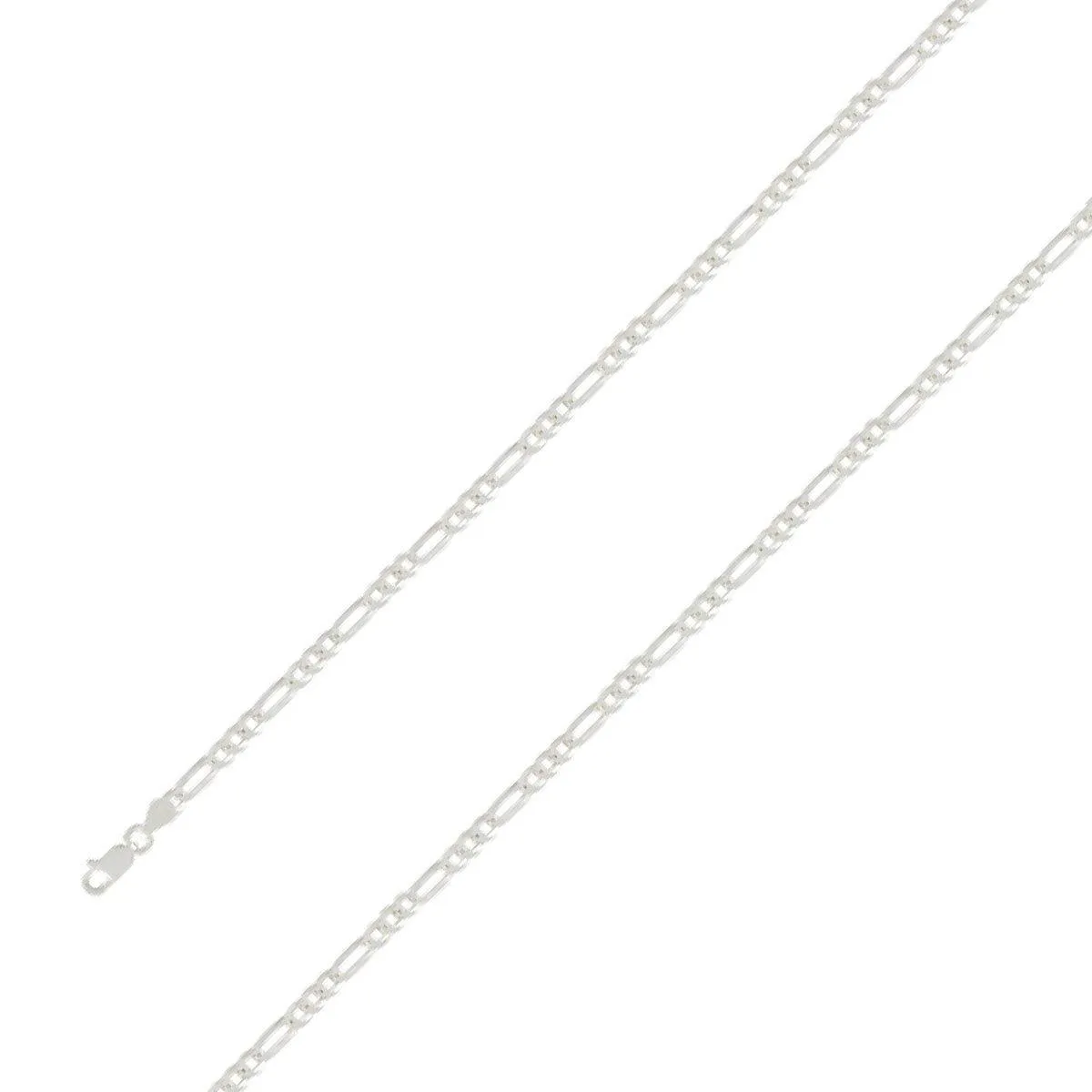 925 Sterling 4mm Silver E-Coated Figaro Chain Size- 7"