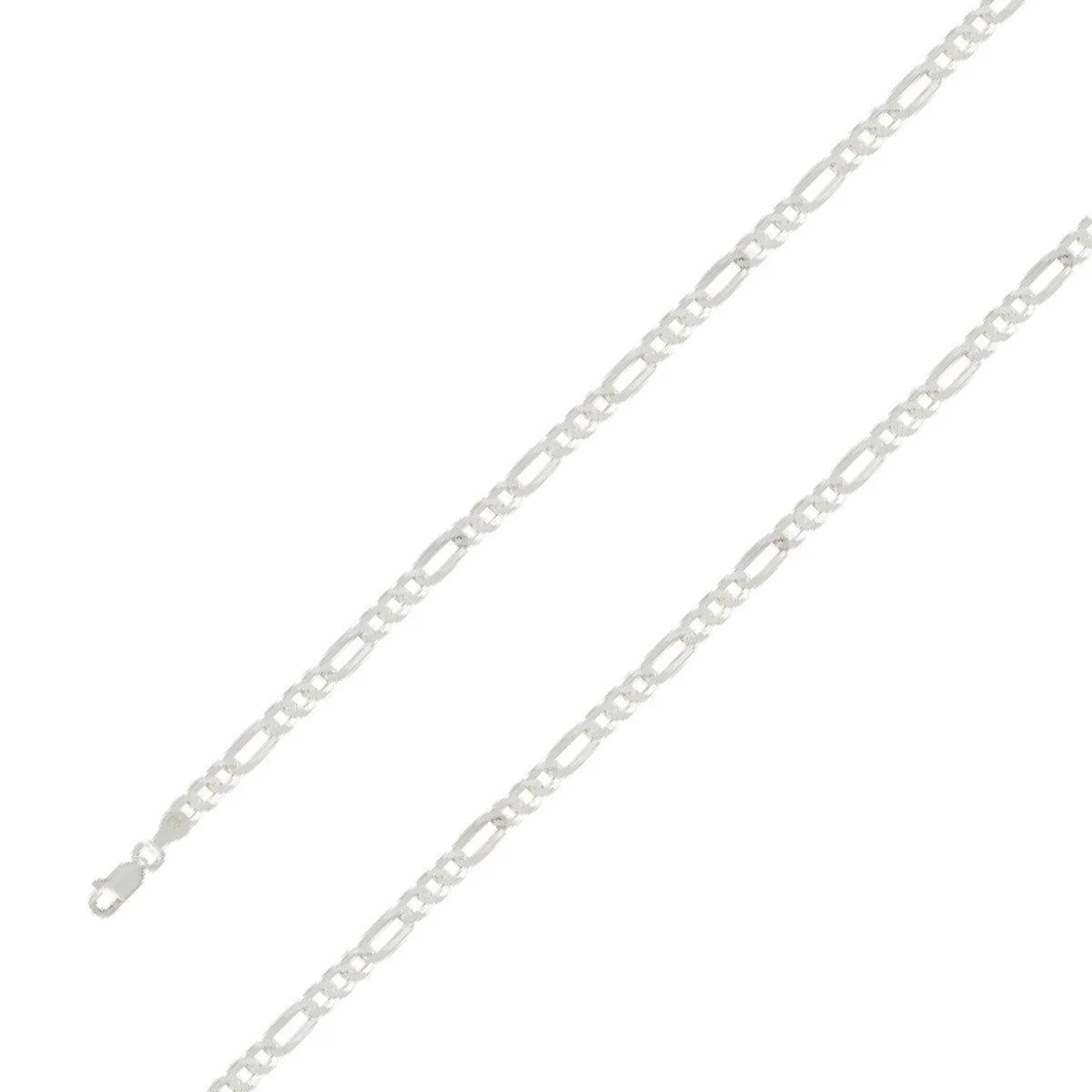 925 Sterling 5mm Silver Diamond Cut E-Coated Figaro Chain Size- 8"