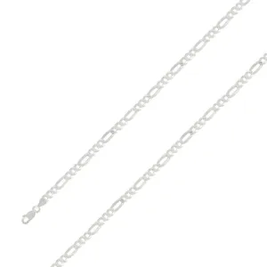 925 Sterling 5mm Silver Diamond Cut E-Coated Figaro Chain Size- 8"