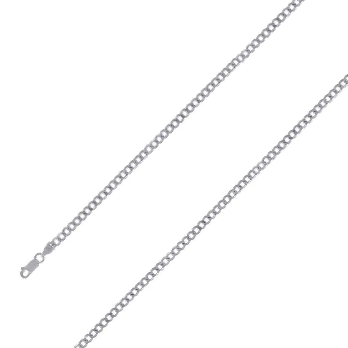 925 Sterling 5mm Silver Rhodium Plated Cuban Chain Size- 8"