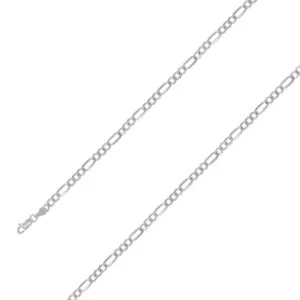 925 Sterling 5mm Silver Rhodium Plated Figaro Chain Size- 8"