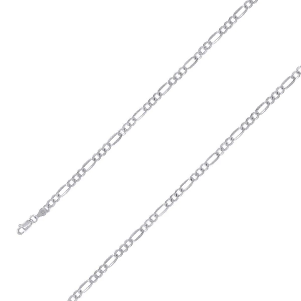 925 Sterling 5mm Silver Rhodium Plated Figaro Chain Size- 8"