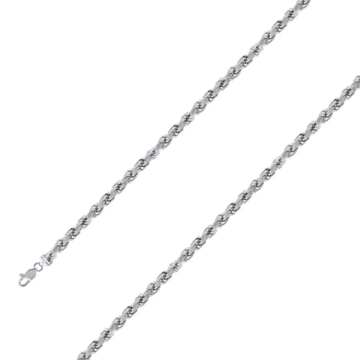 925 Sterling 5mm Silver Rhodium Plated Rope Chain Size- 8"