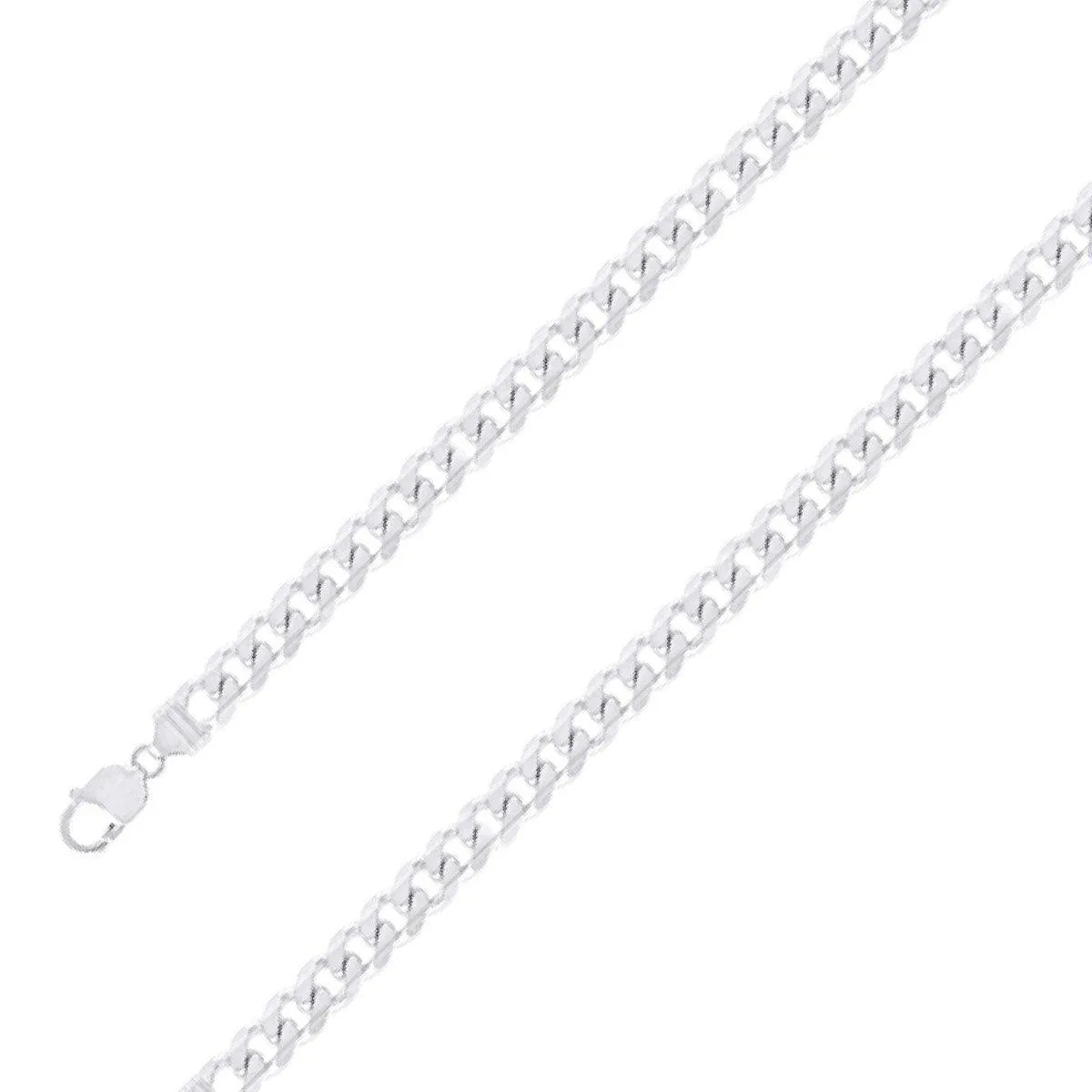 925 Sterling 9.5mm Silver Finish Classic Cuban Chain Size- 9"