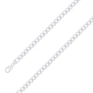 925 Sterling 9.5mm Silver Finish Classic Cuban Chain Size- 9"