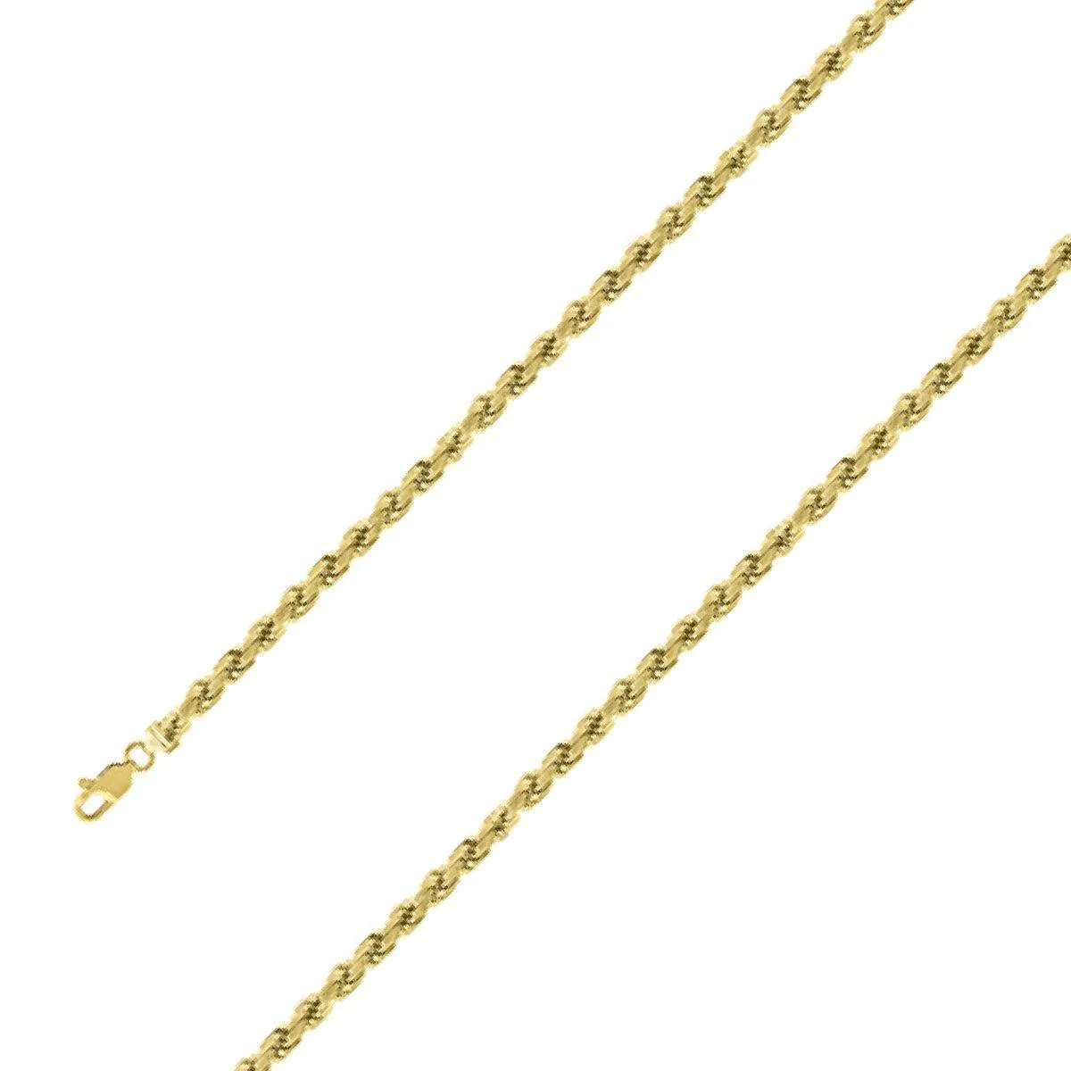 925 Sterling Silver 4.5mm Yellow Gold Plated Rope Chain Size- 8"