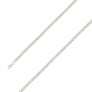 925 Sterling Silver 4mm E-Coated Classic Cuban Chain Size- 7"