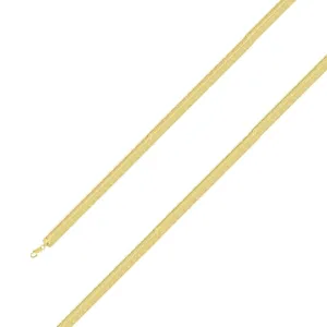 925 Sterling Silver 5mm Gold Plated Herring Bone Chain Size- 9"