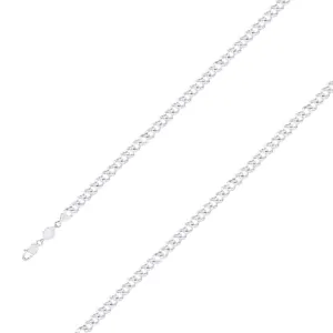 925 Sterling Silver Finish 5mm Diamond Cut Classic Cuban Chain Size- 9"