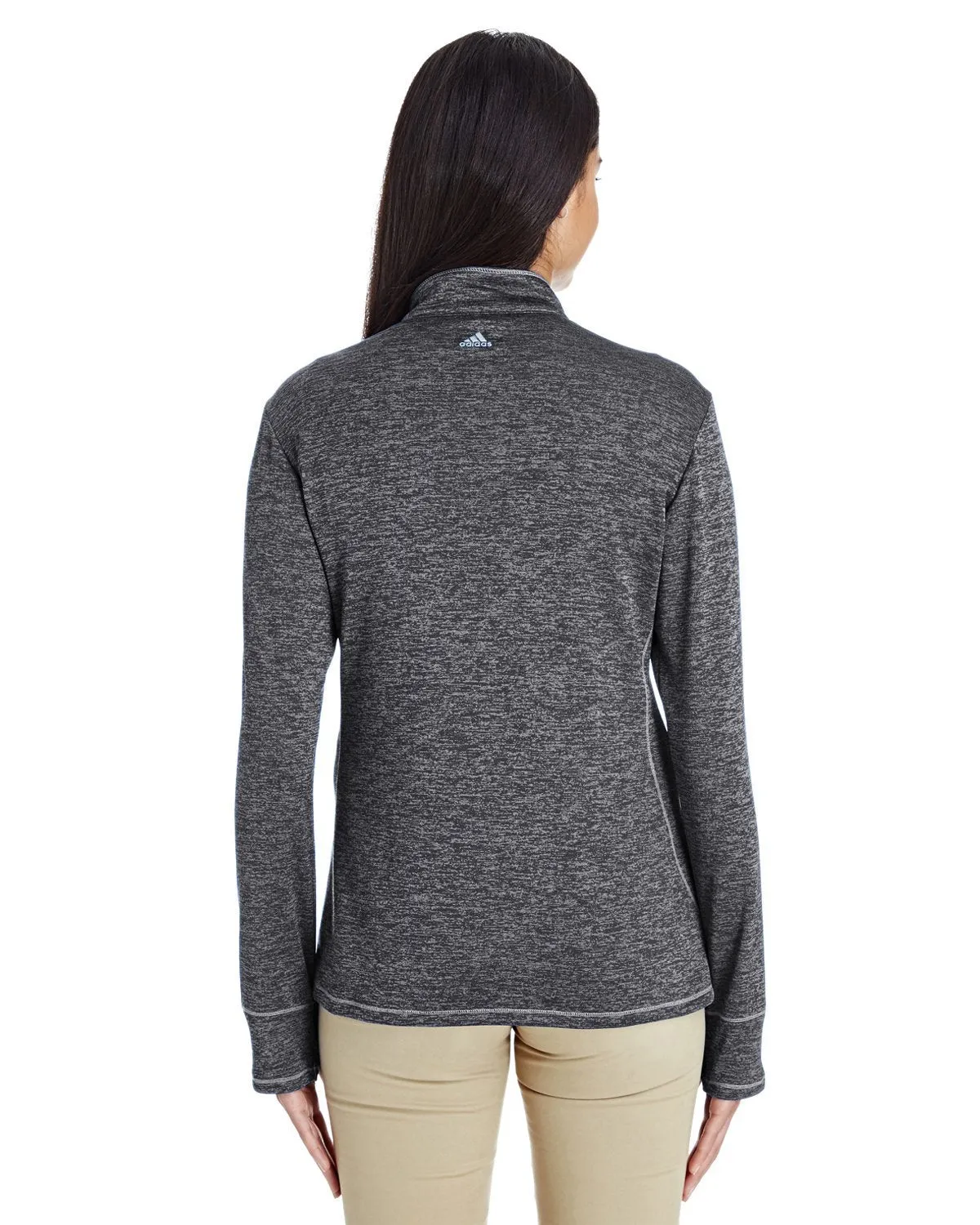 adidas Golf Ladies' 3-Stripes Heather Quarter-Zip A285 BLACK HEATHER