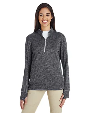 adidas Golf Ladies' 3-Stripes Heather Quarter-Zip A285 BLACK HEATHER