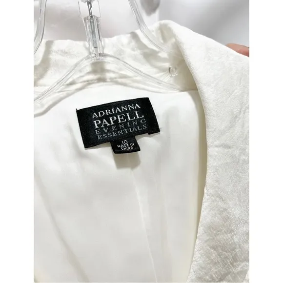 Adrianna Papell Evening Womens Sz 10 Metallic Ivory Black Soutache Blazer Jacket