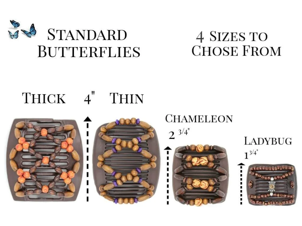 African Butterfly Chameleon Hair Comb - Ndalena Black 49