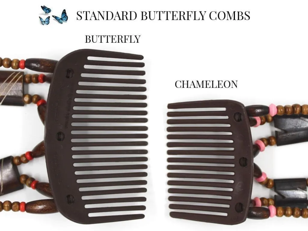 African Butterfly Chameleon Hair Comb - Ndalena Black 49