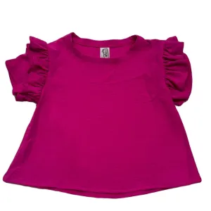 Airflow Ruffle Sleeve Top-Hot Pink..