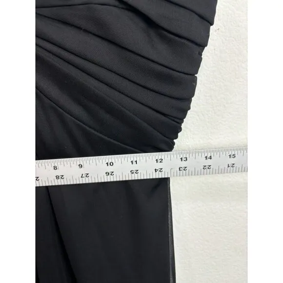 Alex Evening Black Chiffon V-Strap Long Dress Twist Front Size 4 Gala USA Made