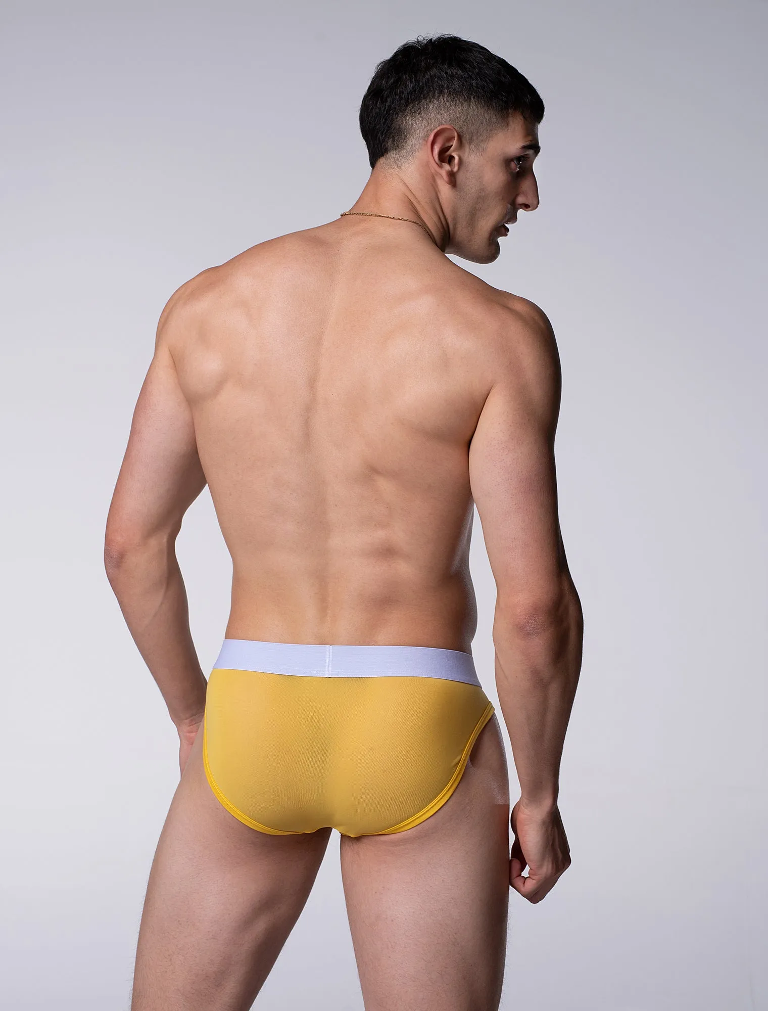 All Over Mesh Briefs - Mellow Yellow